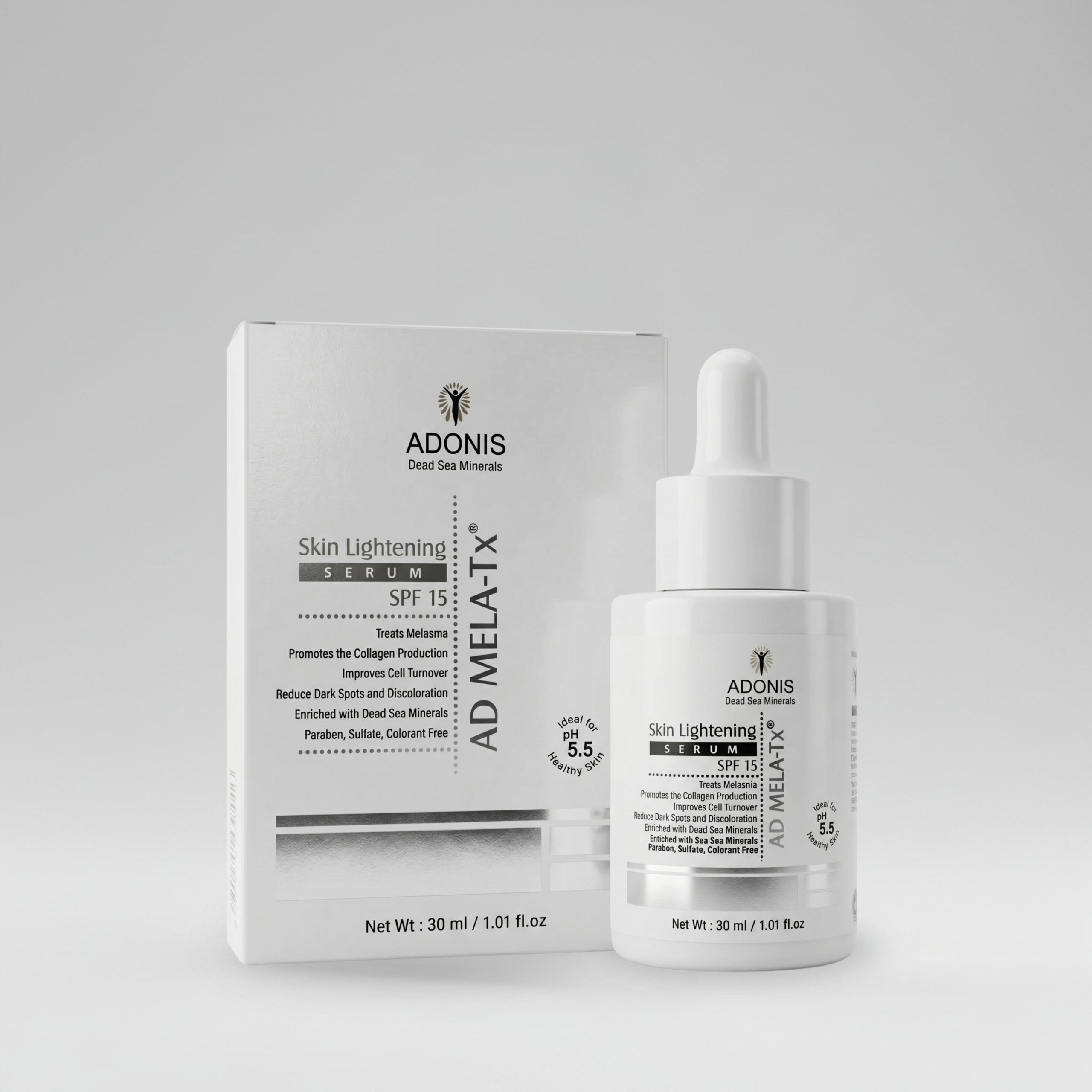 AD MELA TX Serum | Adonis img 2 AD MELA TX Serum SPF 15 (30ML) – Dark Spots & Pigmentation Care | Tranexamic, Kojic & Glutathione | Skin Brightening Daily Serum