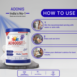 ADBOOST VLCD Protein Powder – Weight Management Meal Replacement | Whey Protein & Dead Sea Minerals | Sugar-Free Vanilla Flavor | 500g |BUY 1 GET 1 FREE