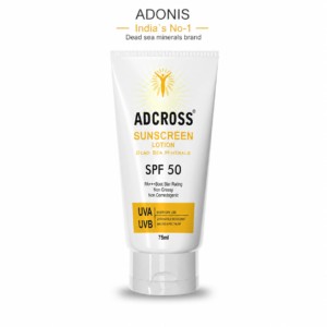 ADCROSS Sunscreen Lotion SPF 50+ | Hydrating 75ml Sunscreen | Shields Skin from Hydrocarbon Damage For All Type of Skin | Tinted With Iron Oxide Sunscreen | Daily Sun Protection Gel