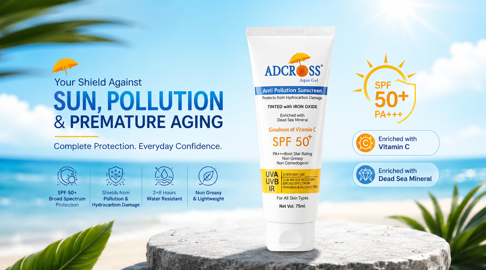 Sunscreen SPF 50 for All Skin Types | Dead Sea Adonis